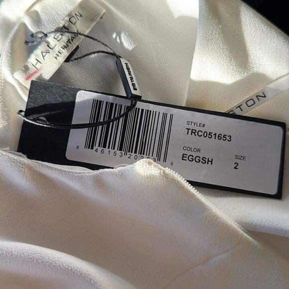 Halston Heritage one shoulder lined keyhole waist midi sheath in eggshell. NWT - Picture 9 of 9